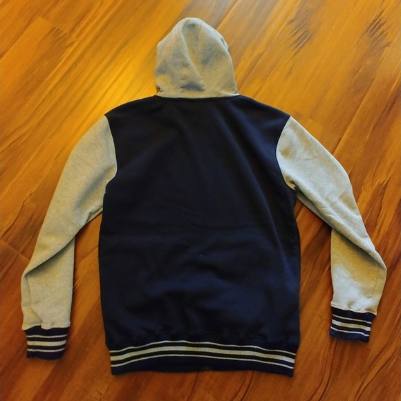 MENS HOODIE JACKET BLUE & GREY - Picture 3 of 3
